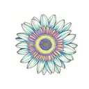 single yellow gerber daisy with a J in the middle  tattoo design idea