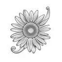 single yellow gerber daisy with a J in the middle  tattoo design idea