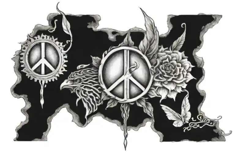peace, love, god, spirtuality, respect integrity honor drawn tattoo design idea
