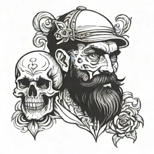 beard and a skull tattoo design idea