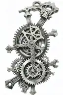 Isaiah 60:22 cross clock gears tattoo design idea