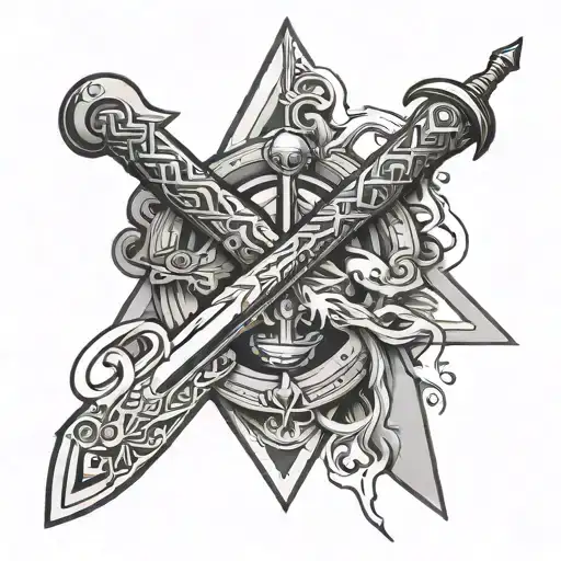 muscle and sword triangle tattoo tattoo design idea