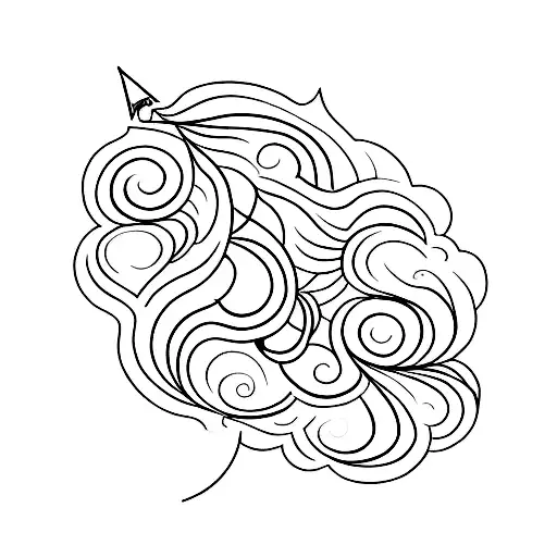 A small feminine tattoo wird the italian word bella in a nice elegant Script in the middle of a one lined arrow with flo tattoo design idea