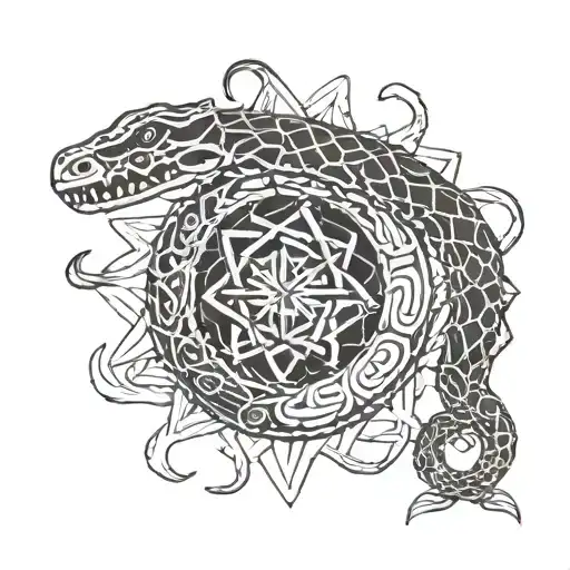 snakes with bring me the horizon logos intertwined tattoo design idea