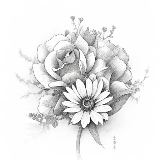 flowers with XXIV tattoo design idea