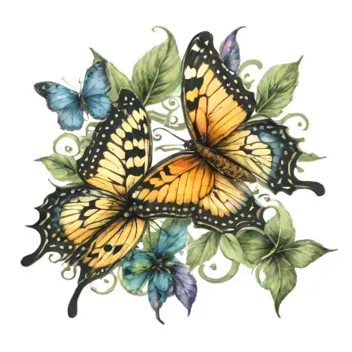 Butterflies: Two butterflies, each with their wings parallel to each other, starting at the base of your elbow. The wing tattoo design idea