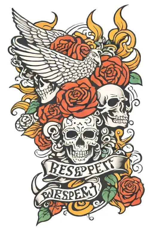 "Money, Respect, Power" graffiti style tattoo design combining elements tattoo design idea