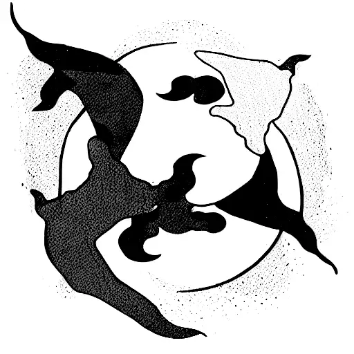 yin yang dolphin and dragon tattoo design idea