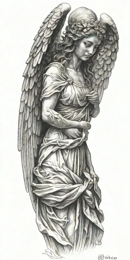 biblical angel tattoo design idea