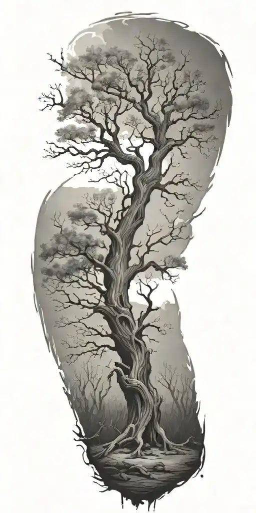 dead tree tattoo design idea