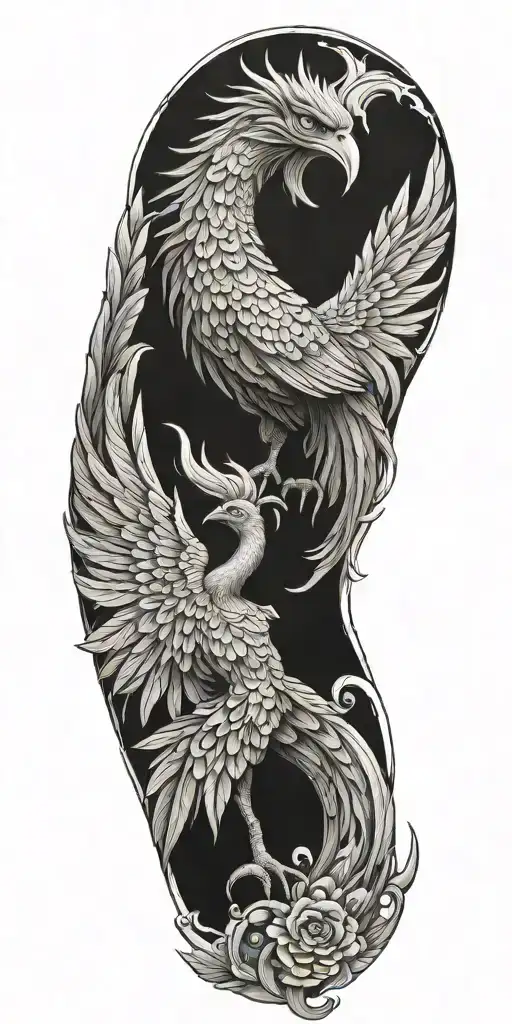 Mayan phoenix rising tattoo design idea