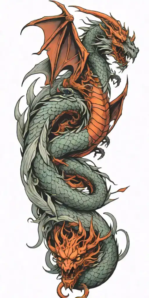 Dragon, Angel, demon tattoo design idea