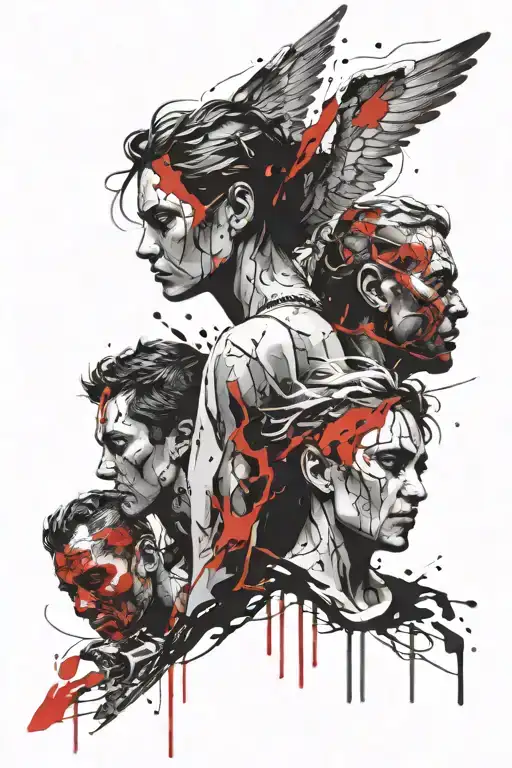 angels vs demons tattoo design idea