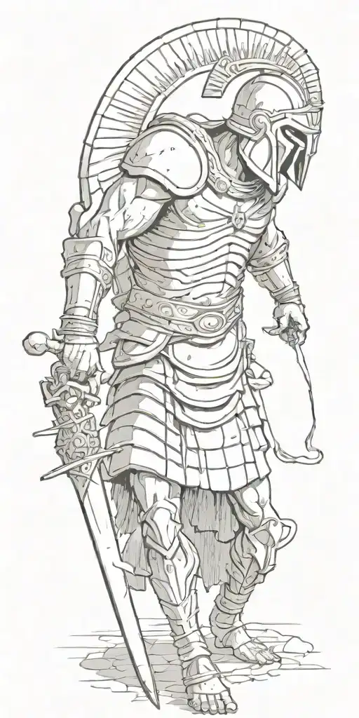 spartan fight demon in ancient greek city  tattoo design idea