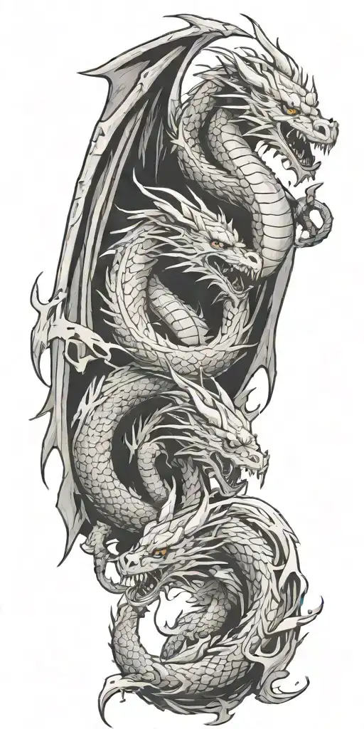 Dragon and angel and demon tattoo design idea
