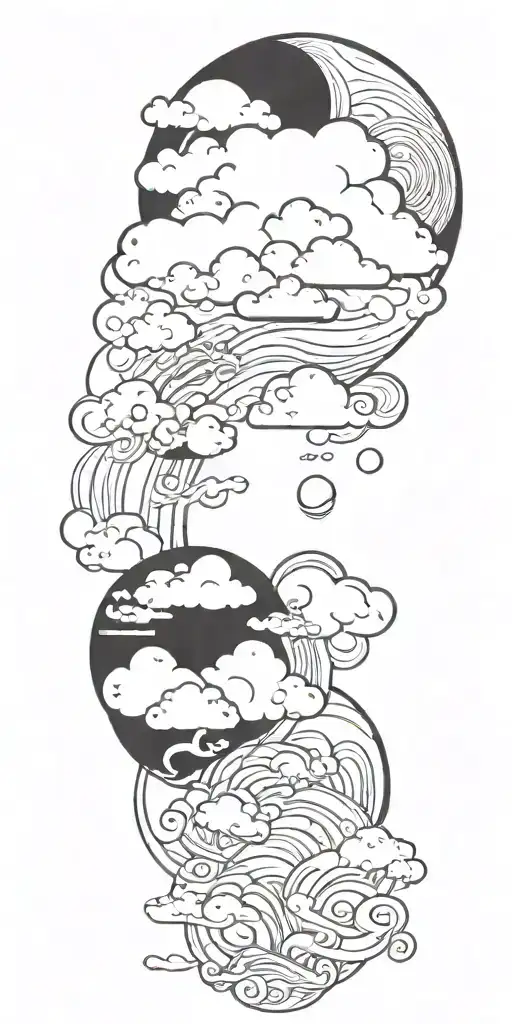 japanise cloud background tattoo design idea