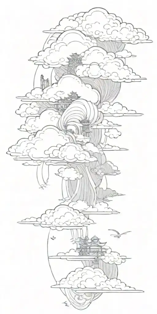 japanise cloud background tattoo design idea