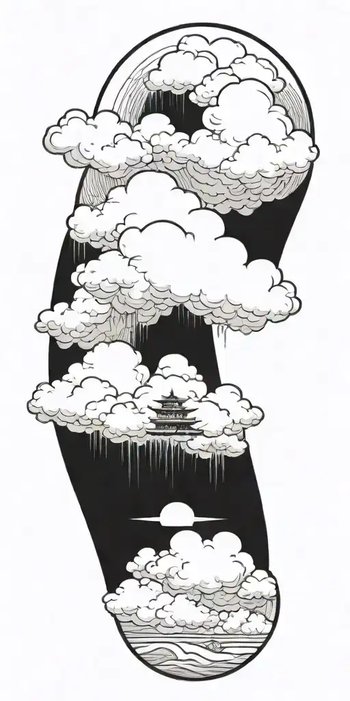 japanise cloud background tattoo design idea