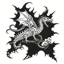 A mechanical dragon intertwined with thorny vines tattoo design idea