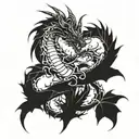 A mechanical dragon intertwined with thorny vines tattoo design idea