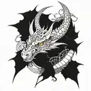 A mechanical dragon intertwined with thorny vines tattoo design idea