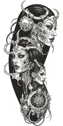 Goth Cyborg Gemini Sisters tattoo design idea