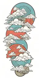 japanise cloud background tattoo design idea