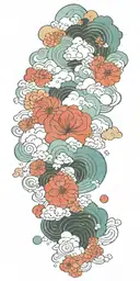 japanise cloud background tattoo design idea