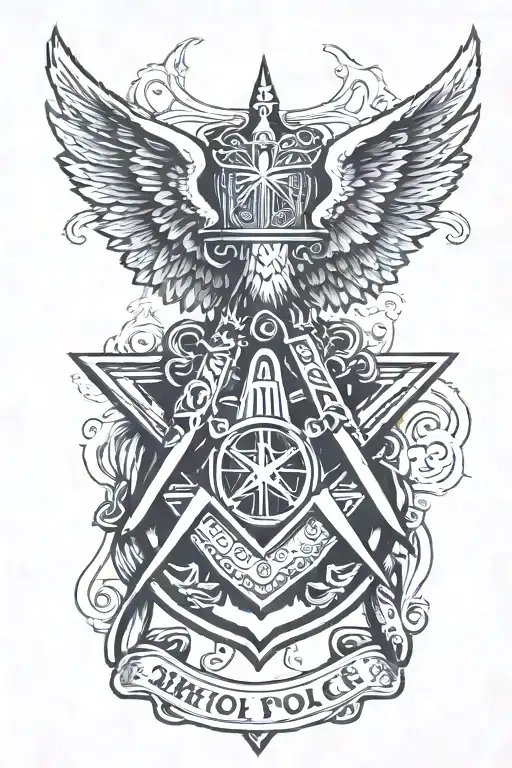 American police with Masonic square and compass tattoo design idea