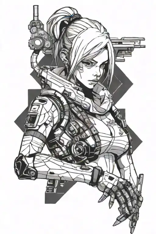 girl cyberpunk 2077 tattoo design idea