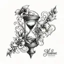 hourglass tattoo with dying flower intertwined tattoo design idea