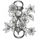hourglass tattoo with dying flower intertwined tattoo design idea