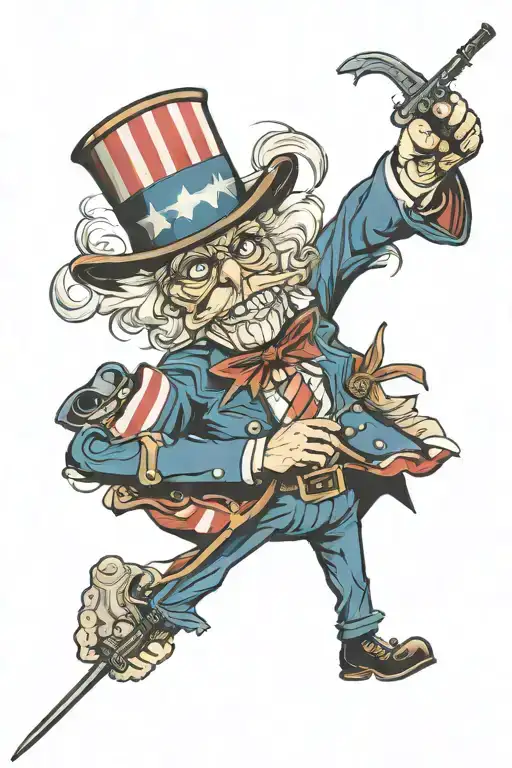 Uncle Sam puppet master controlling soldier tattoo design idea