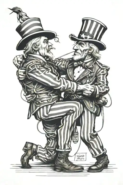 Uncle Sam controlling a soldier with strings attached tattoo design idea