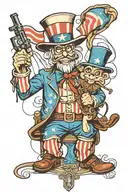 Uncle Sam the puppet master with strings to an army soldier tattoo design idea
