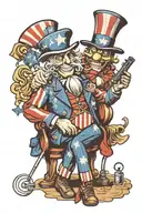 Uncle Sam the puppet master with strings to an army soldier tattoo design idea