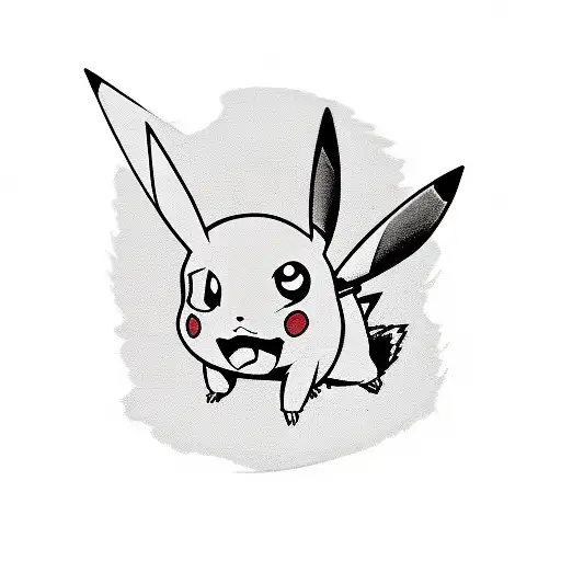 A sketch of Pikachu angry tattoo design idea