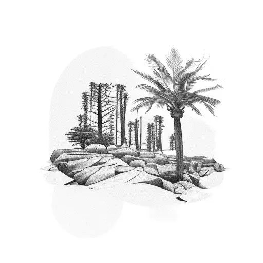 trees, palm tree, maple, oak, lodge pool pines, cypress  tattoo design idea