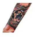 a skull and a sword and a snake tattoo design idea