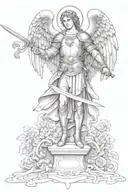archangel michael with wings and sword  tattoo design idea