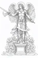 archangel michael with wings and sword  tattoo design idea