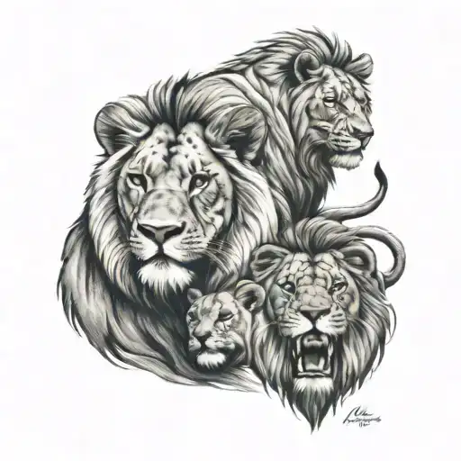 2 Cubs and a lion forearm tattoo tattoo design idea