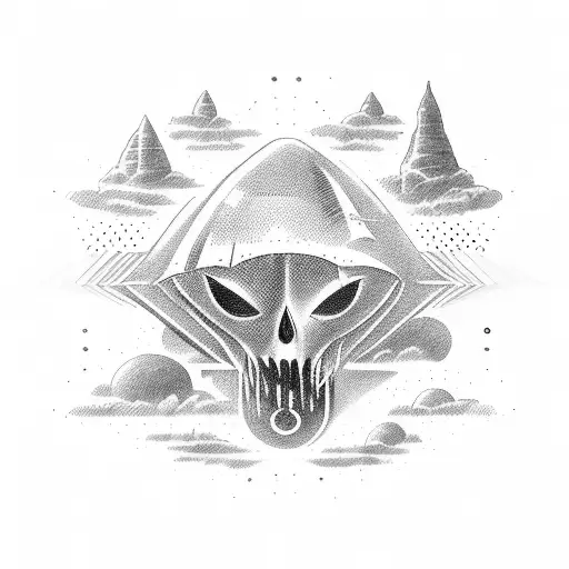 The sheet of a ghost being beamed up by a ufo  tattoo design idea