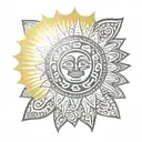 Aztec sun rays tattoo design idea