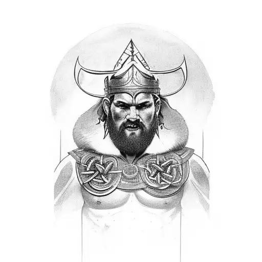 In the foreground, a formidable Celtic warrior commands attention with his commanding presence. Clad in meticulously cra tattoo design idea