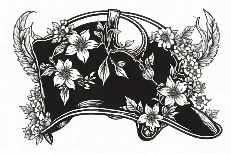 welding helmet  wildflowers feminine pretty  tattoo design idea