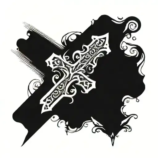 cross memorial tattoo for father with XXIV-VIII-MMXXIV tattoo design idea