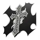cross memorial tattoo for father with XXIV-VIII-MMXXIV tattoo design idea