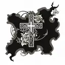cross memorial tattoo for father with XXIV-VIII-MMXXIV tattoo design idea