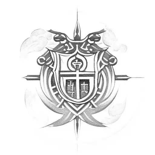 the coin of saint benedict with the archangel saint michael and his sword tattoo design idea